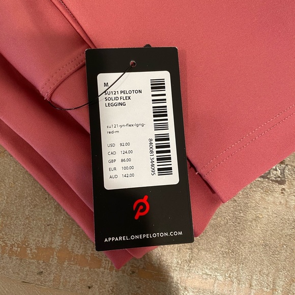 Peloton Solid Flex Leggings M medium rose pink logo cycling spin active - Picture 3 of 4